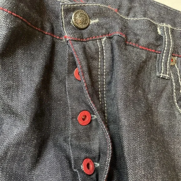 Parish Nation E 506 Baggy Jean Denim Shorts Men's 44 Red Button Fly Relaxed Fit - Picture 8 of 13